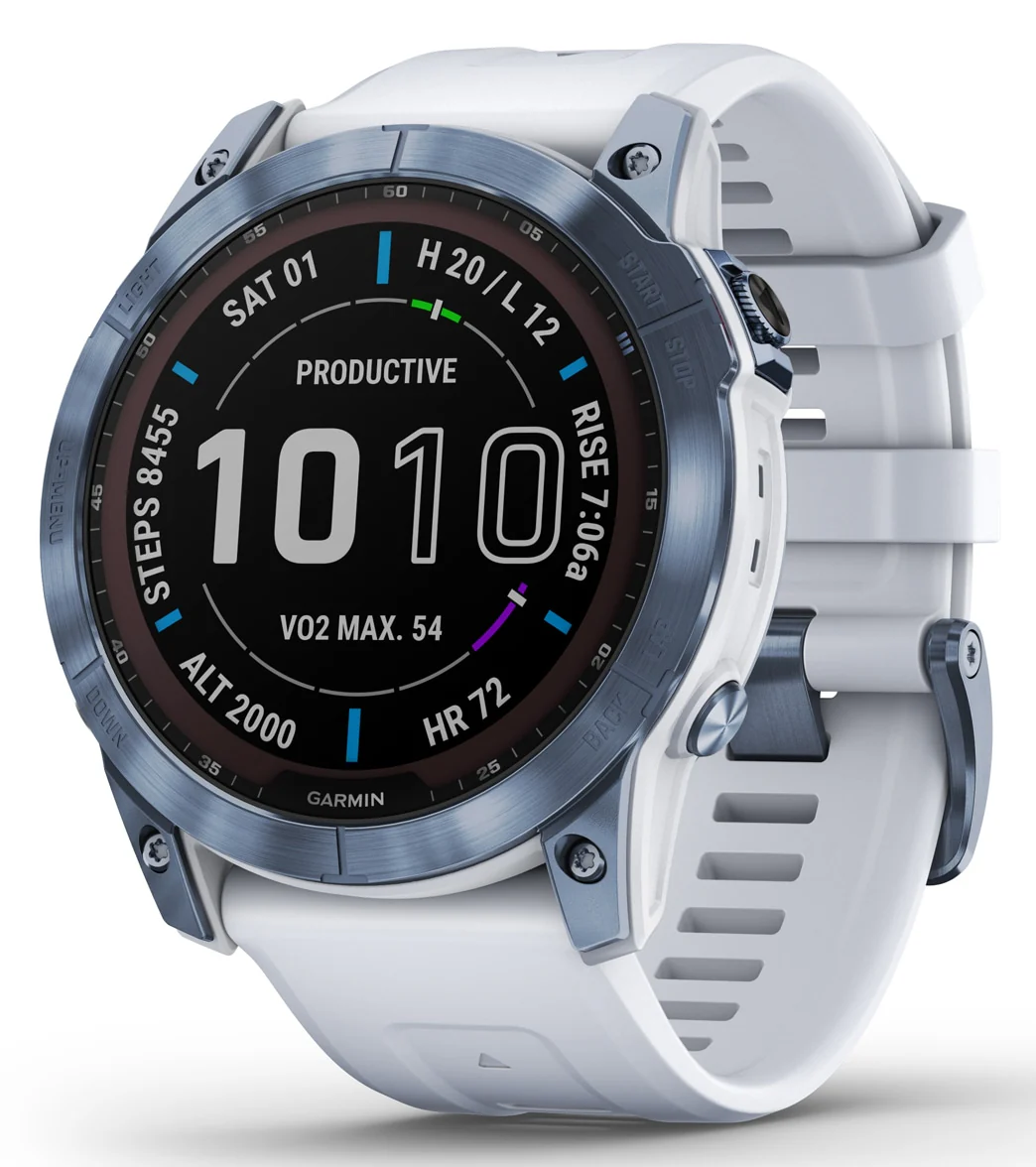 Garmin Fenix 7X Sapphire Solar Mineral Blue DLC Titanium/Whitestone Band - Image 14