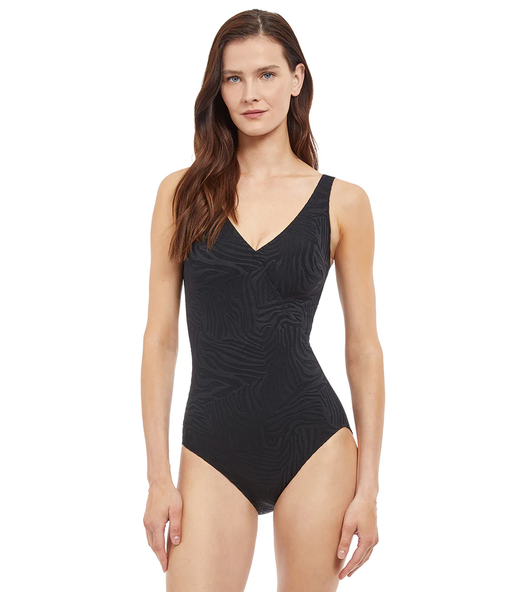 Gottex Women's Africian Escape V Neck Surplice One Piece Swimsuit - Image 11