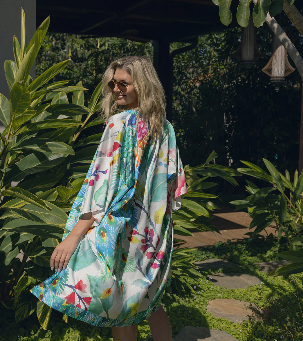 Gottex Women's Mayurika Floral Peacock Print Kimono Cover Up - Image 5