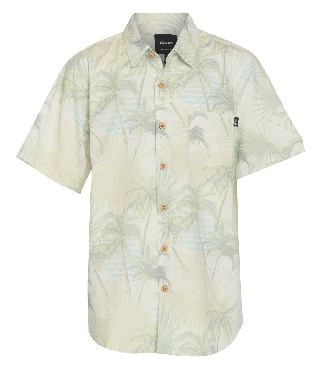 Grom Boys' Deco Palm Woven Shirt (Toddler, Little Kid, Big Kid)