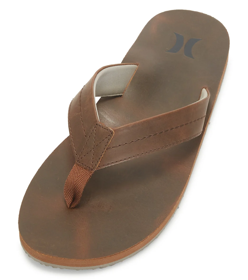 Hurley Men's One And Only Leather Flip Flops - Image 7