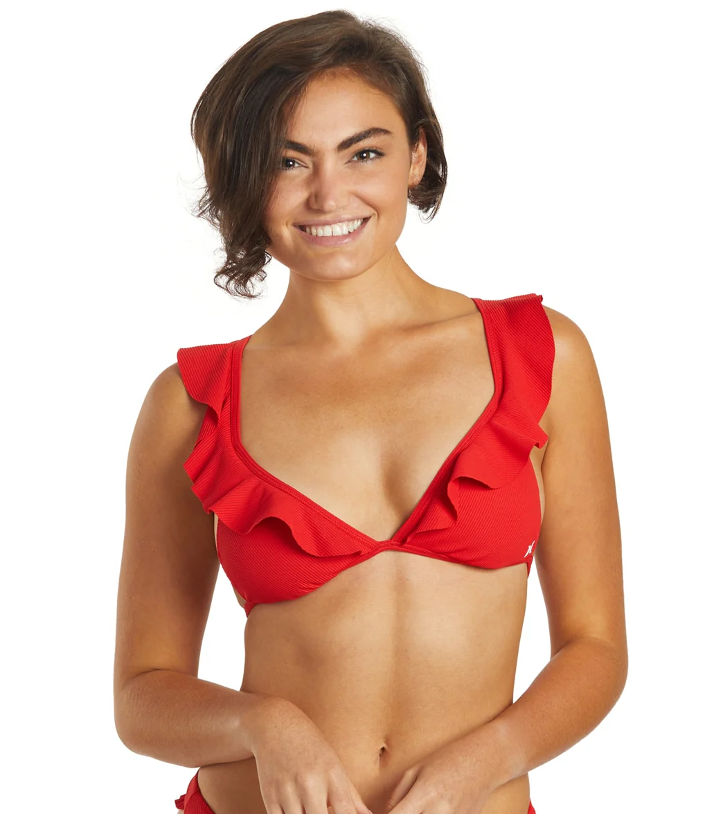 Hurley Women's Baby Rib Ruffle Bikini Top - Image 7