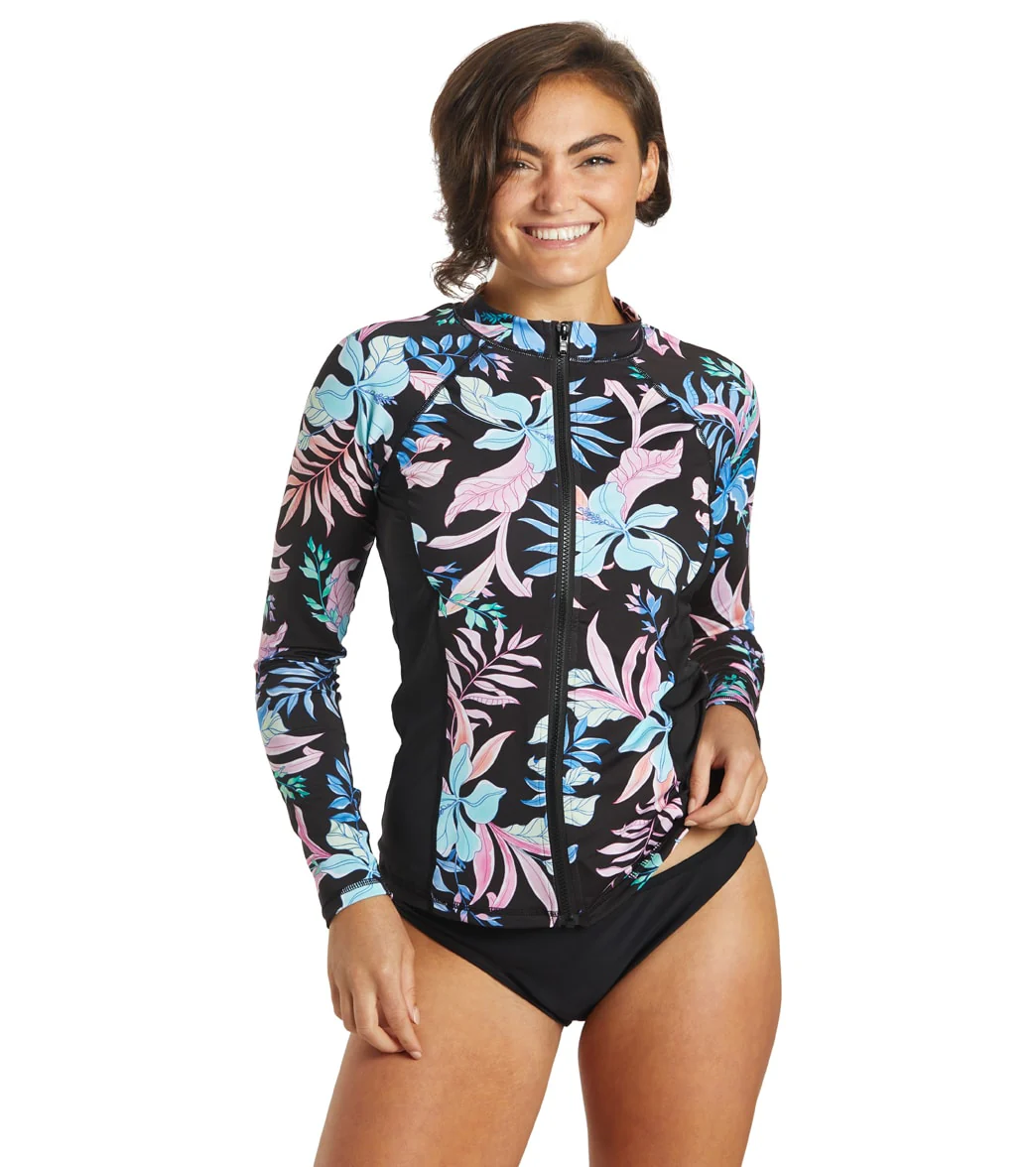 Hurley Women's Lost Paradise Zip Front Long Sleeve UPF 50 Rashguard - Image 7
