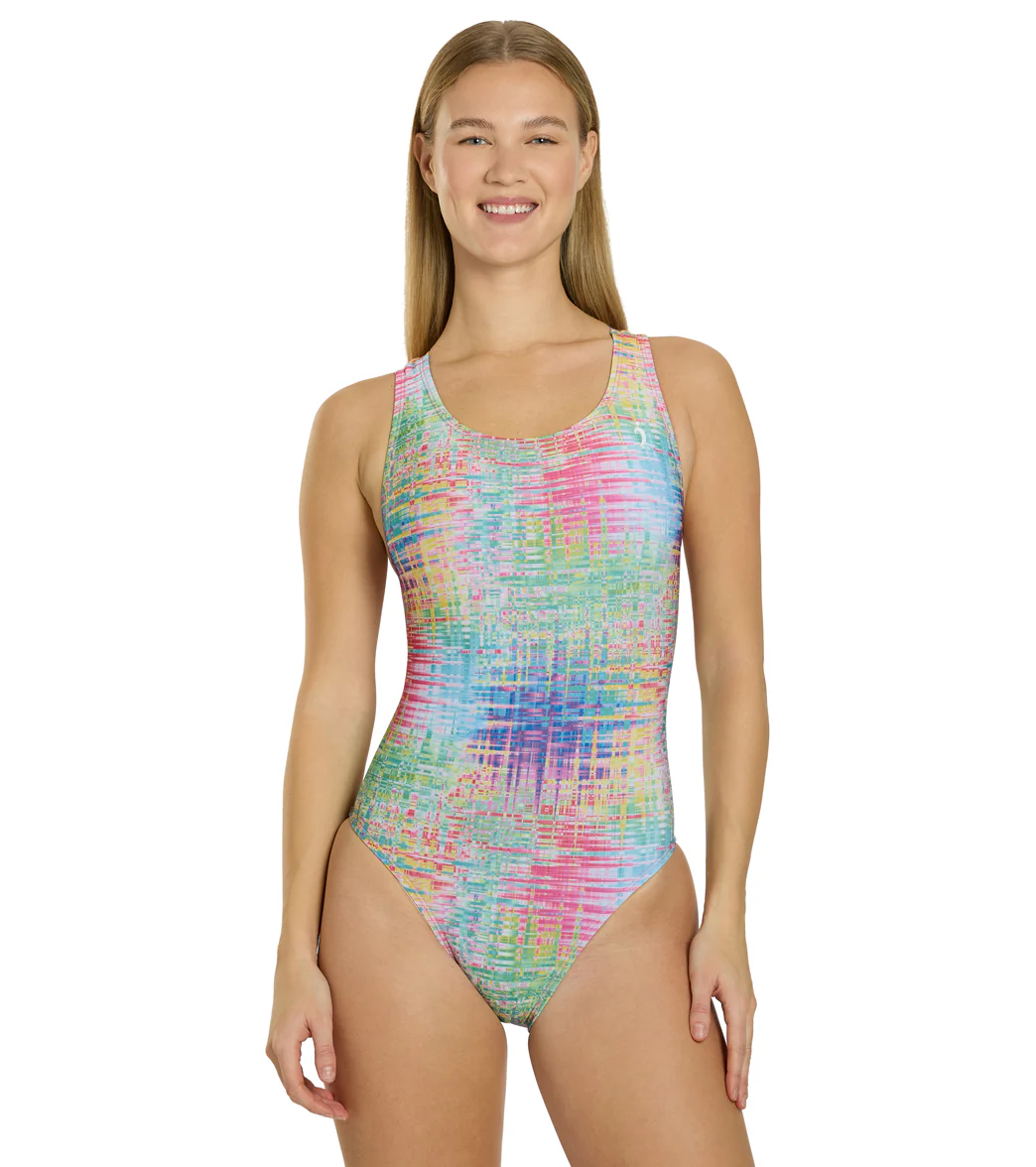 Illusions Activewear Women's A Colorful Inception Race Back One Piece Swimsuit - Image 7