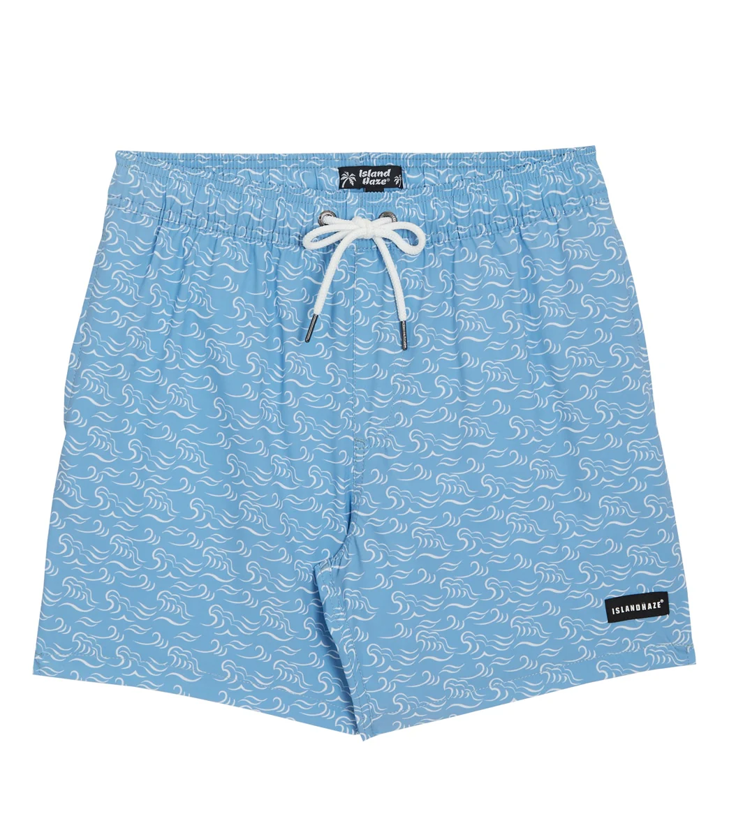 Island Haze Men's 17" Waves Printed Swim Trunks - Image 4