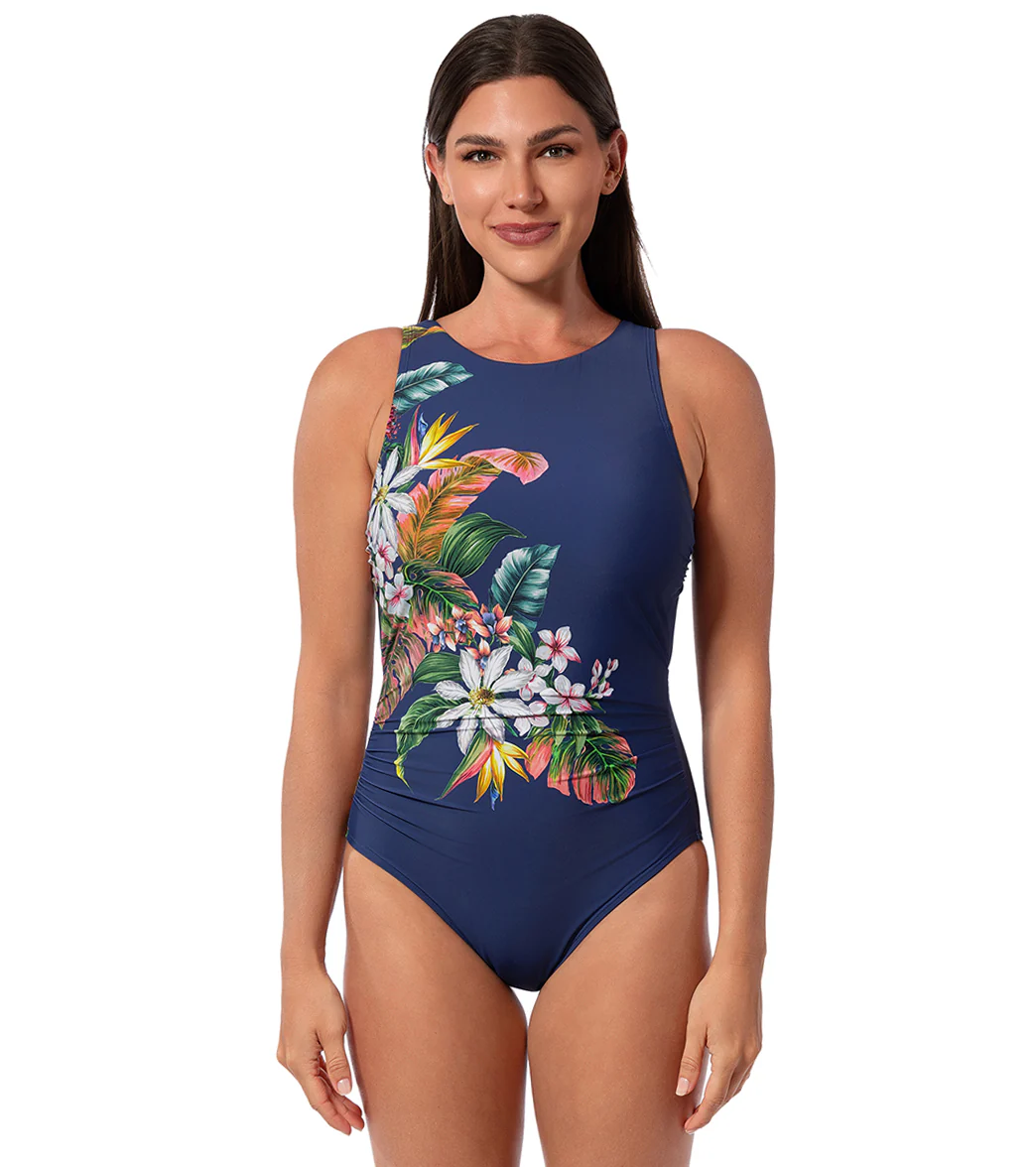 Jantzen Women's Palm Delight Farrah High Neck One Piece Swimsuit - Image 10
