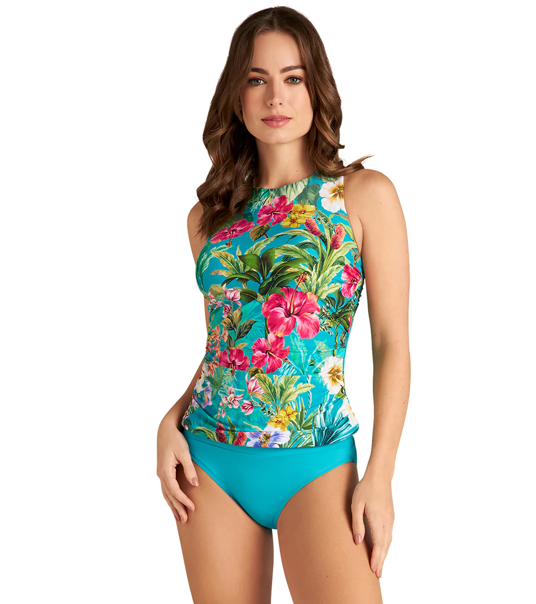 Jantzen Women's Palms and Tropics Nora High Neck Tankini Top - Image 6