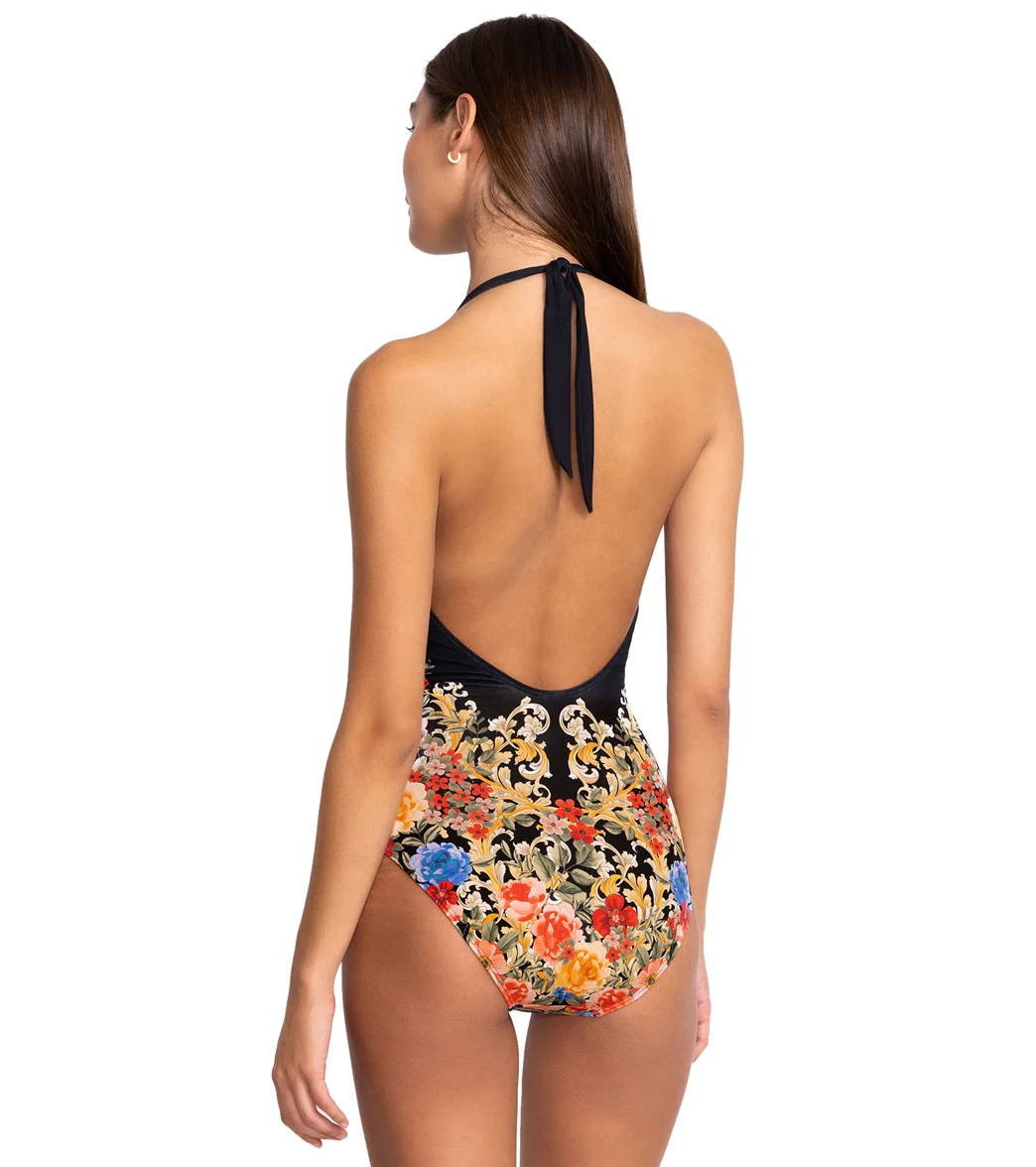 Johnny Was Women's Black Royal Print Halter One Piece Swimsuit - Image 3