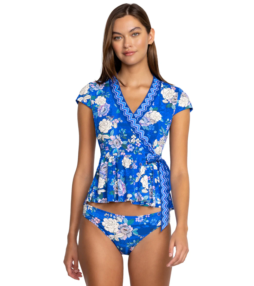 Johnny Was Women's Blue Dove Wrap Tankini Top - Image 7