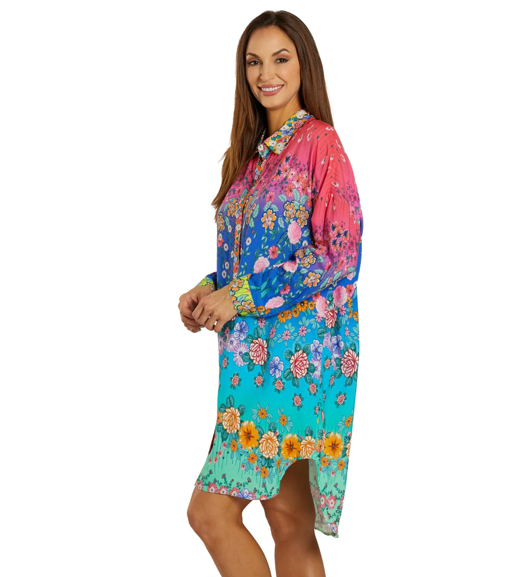 Johnny Was Women's Color Blast Rainbow Midi Shirt Dress - Image 4