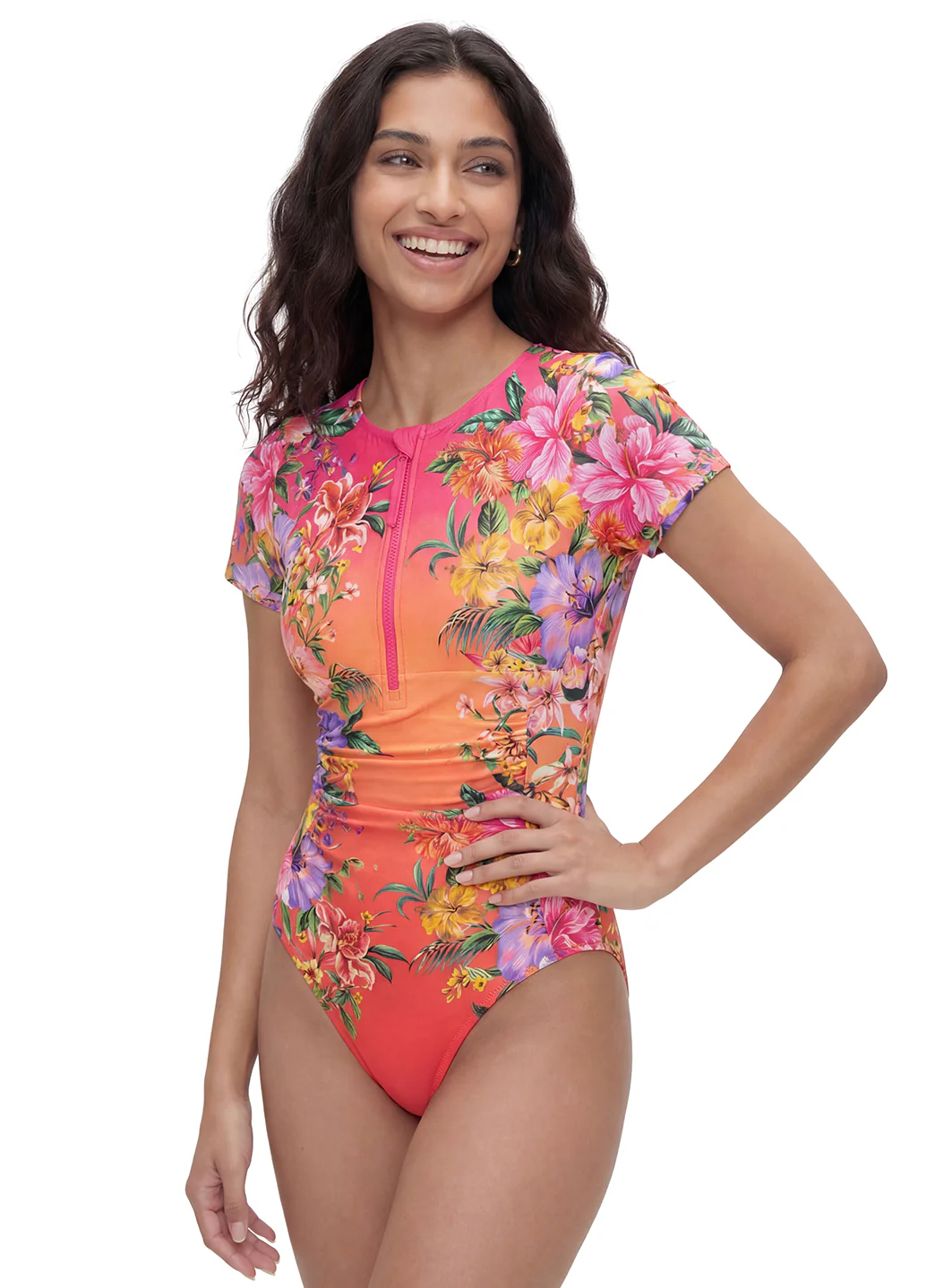 Johnny Was Women's Kairi Short Sleeve Ruched One Piece Swimsuit - Image 4