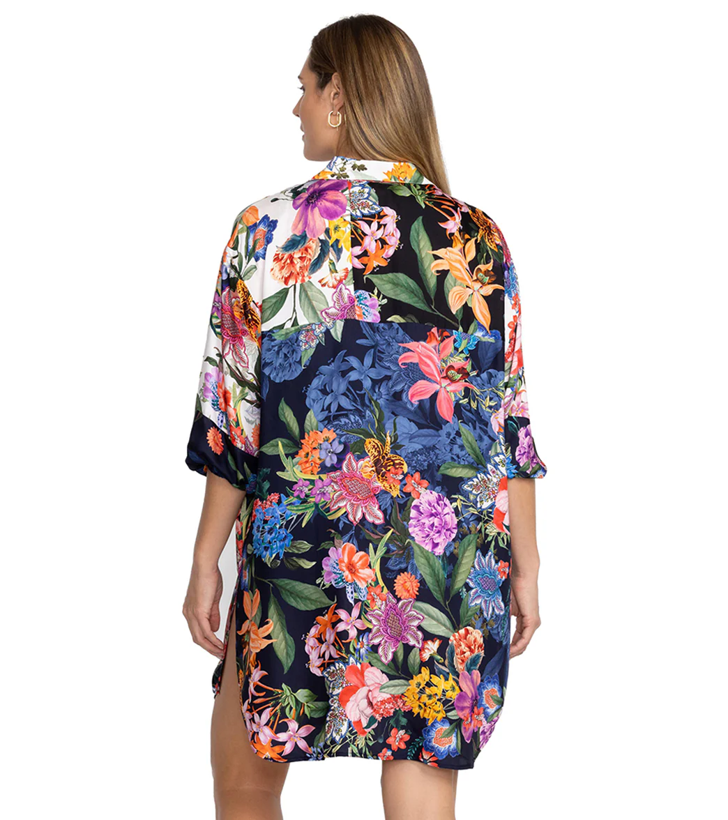 Johnny Was Women's Neon Jungle Mix Patchwork Button Down Shirt - Image 3