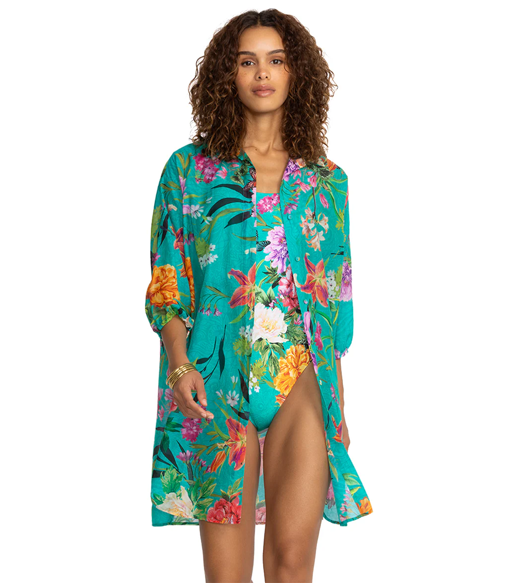 Johnny Was Women's Peacock Goza Shirt Dress