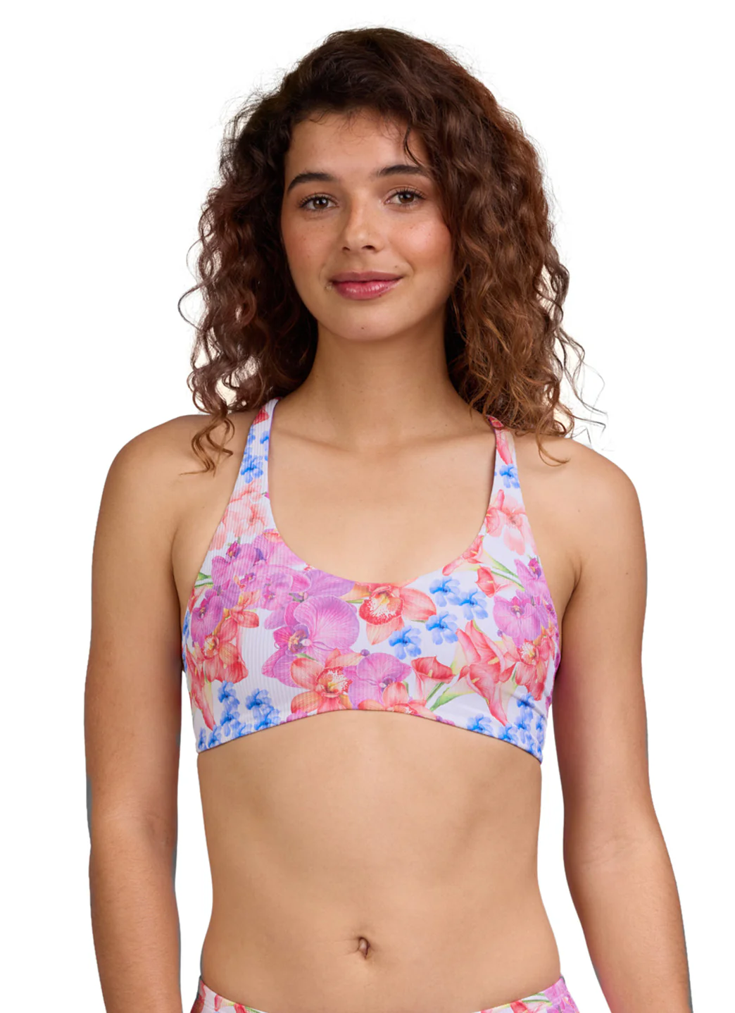 JOLYN Women's Blake Orchids RIB Tie-Back Bikini Top - Image 3