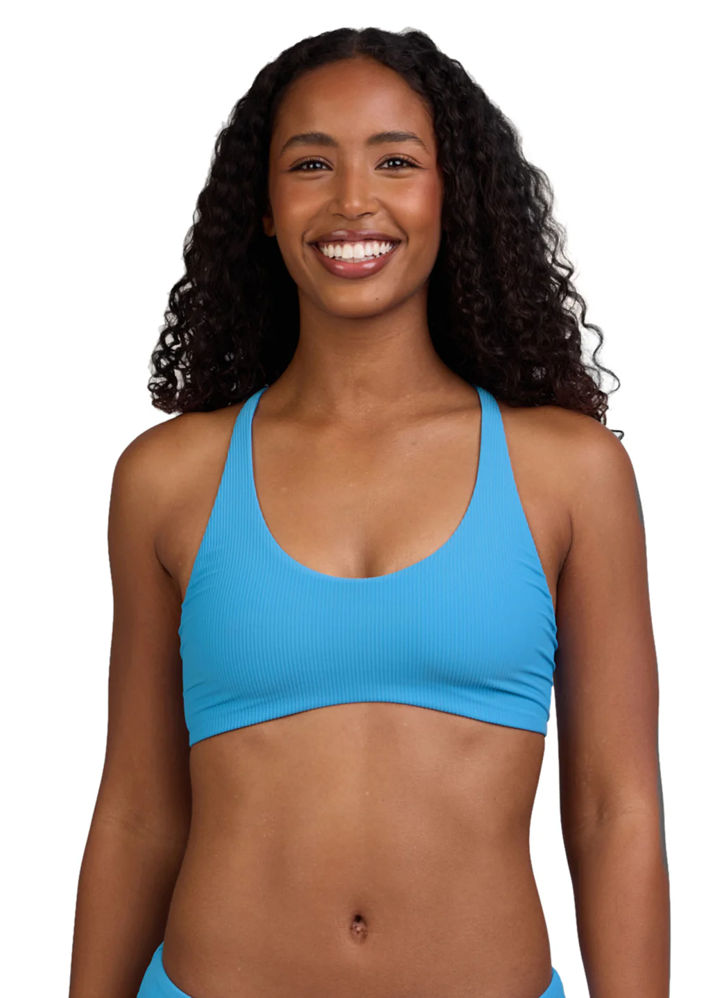 JOLYN Women's Blake Solid Ribbed Tie-Back Bikini Top - Image 2
