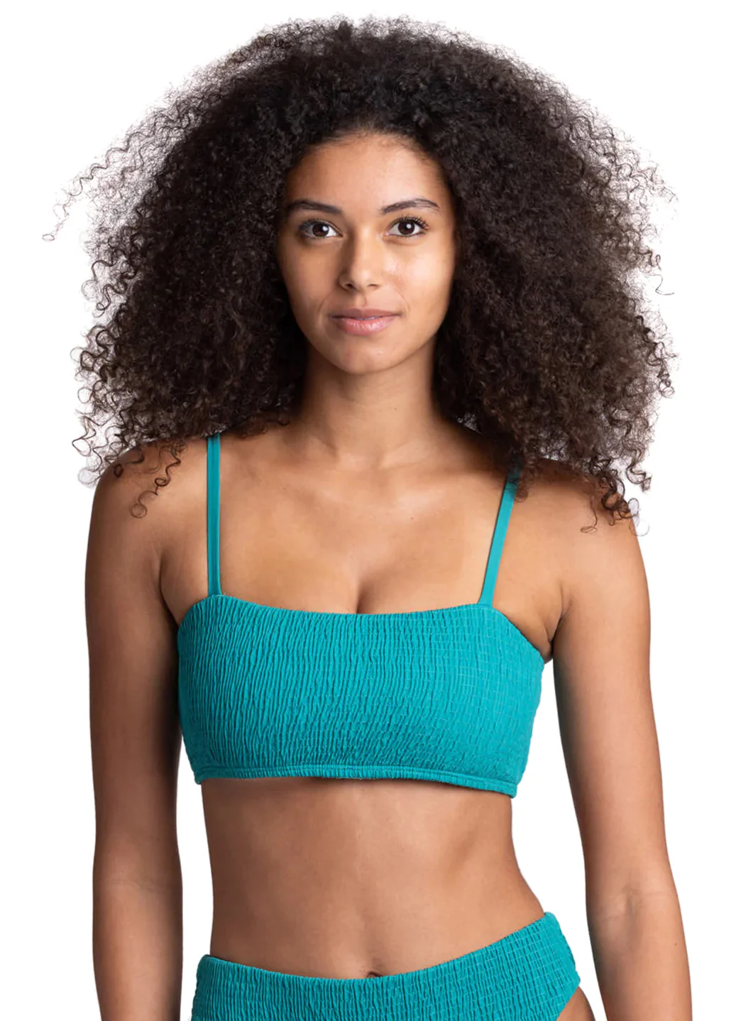 JOLYN Women's Eva Solid Smocked Bandeau Adjustable Bikini Top - Image 13