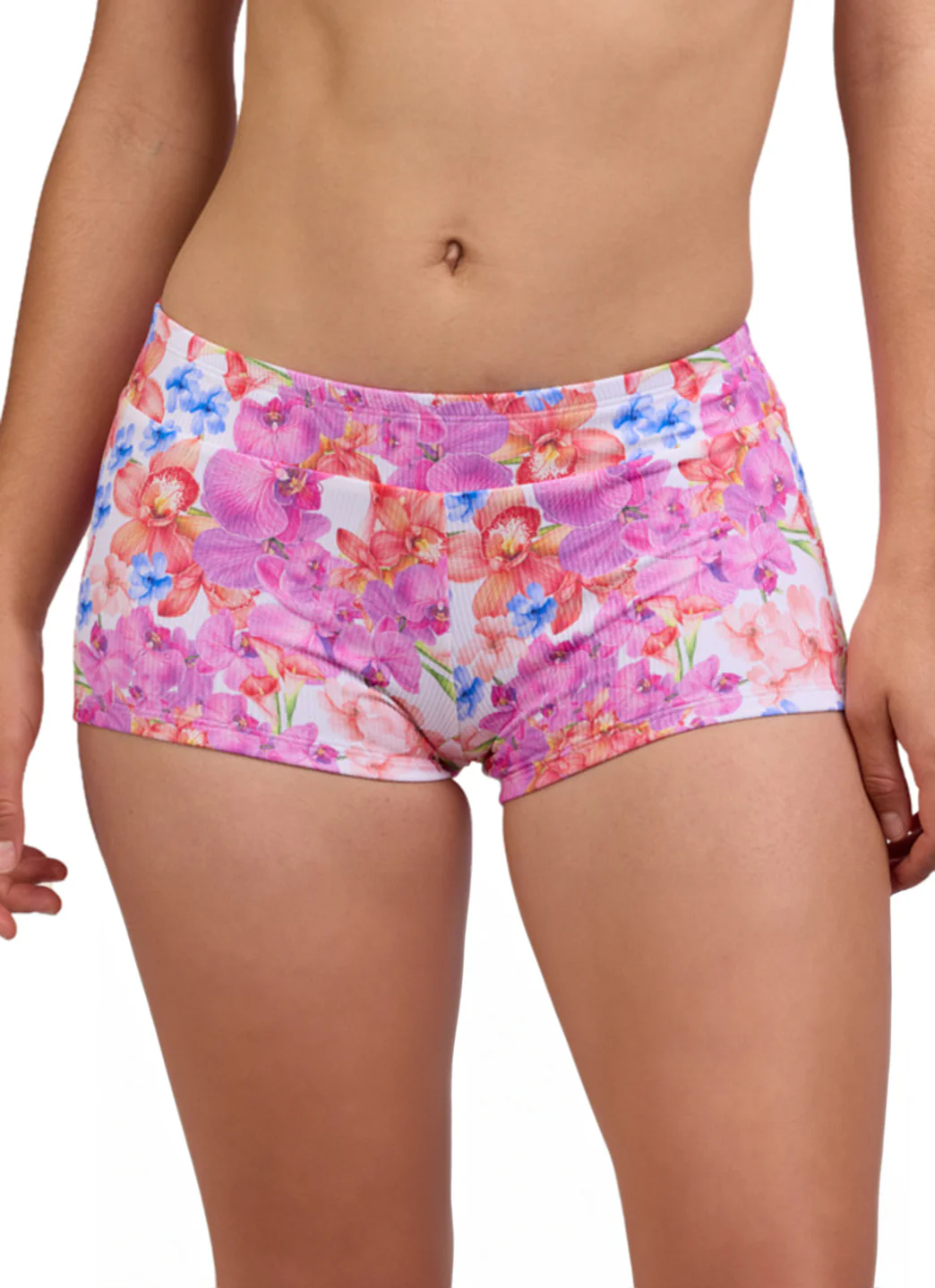 JOLYN Women's Piha Orchids Rib Boyshort Swim Short - Image 3
