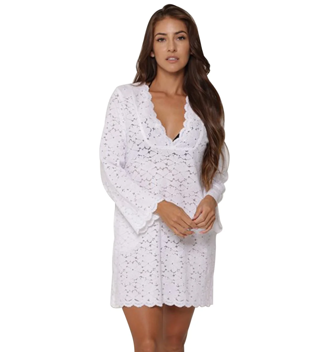 J.Valdi Women's Flower Child Yoke Neck Cover Up Tunic