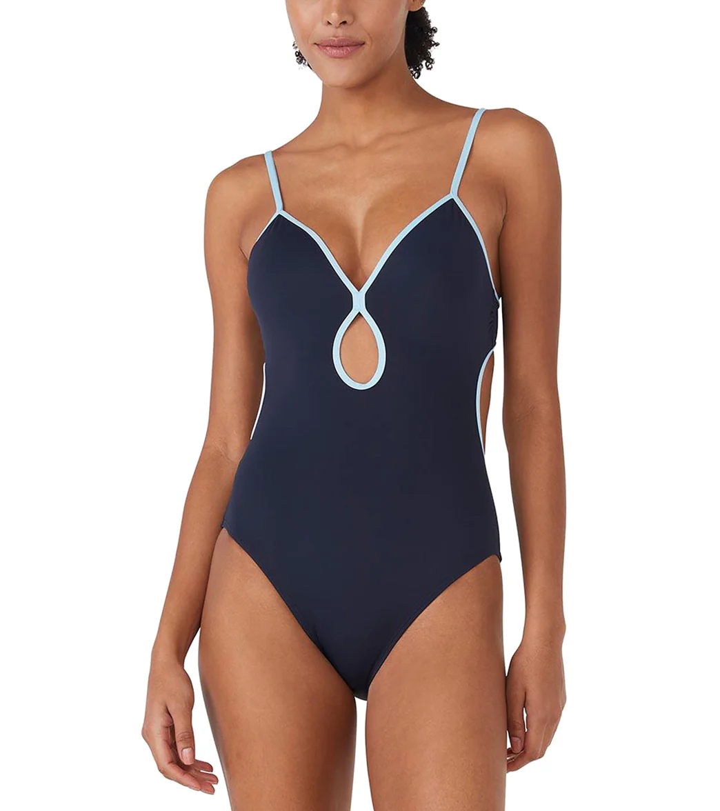 Kate Spade New York Women's Contrast Solid Keyhole One Piece Swimsuit - Image 5