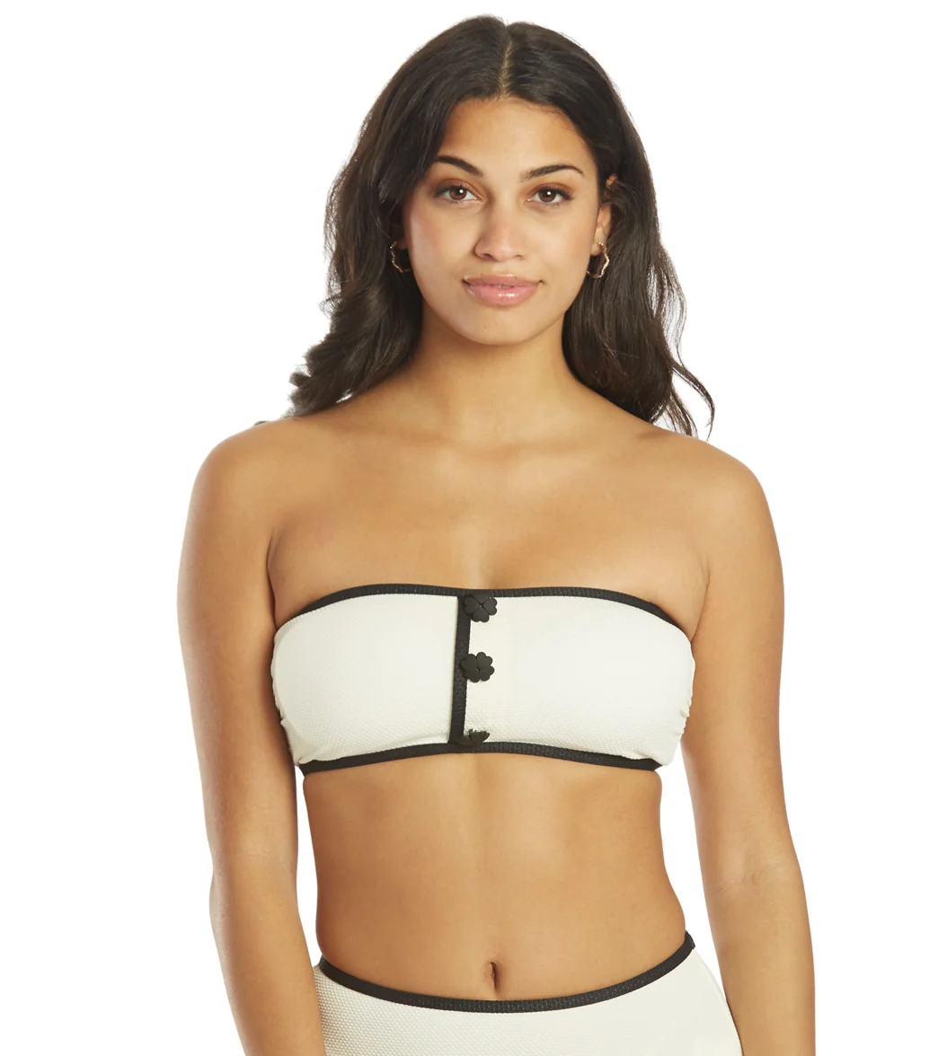 Kate Spade Women's Pique Texture Contrast Bandeau Bikini Top