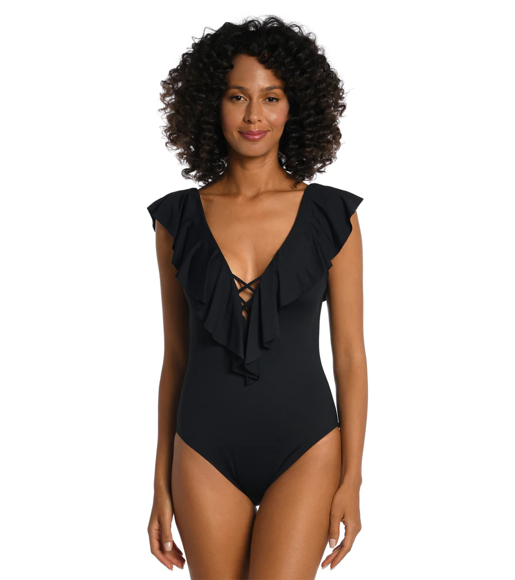 La Blanca Women's Island Goddess Ruffle Plunge One Piece Swimsuit - Image 8