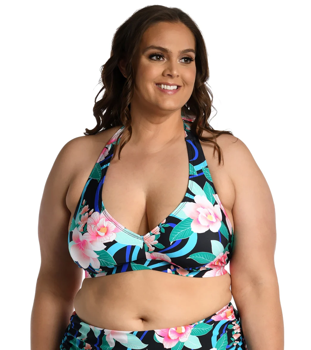 La Blanca Women's Plus Nightfall Blooms Banded Halter Bikini Top - Image 4