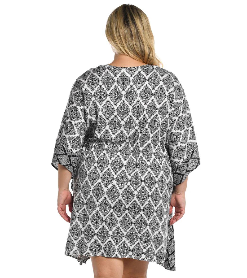 La Blanca Women's Plus Oasis Tile Front Tie Kimono - Image 2