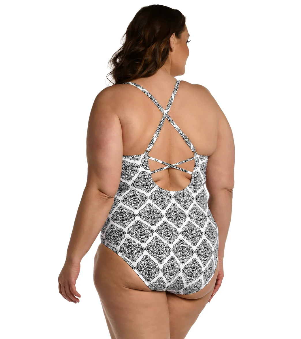 La Blanca Women's Plus Oasis Tile Strappy One Piece Swimsuit - Image 2