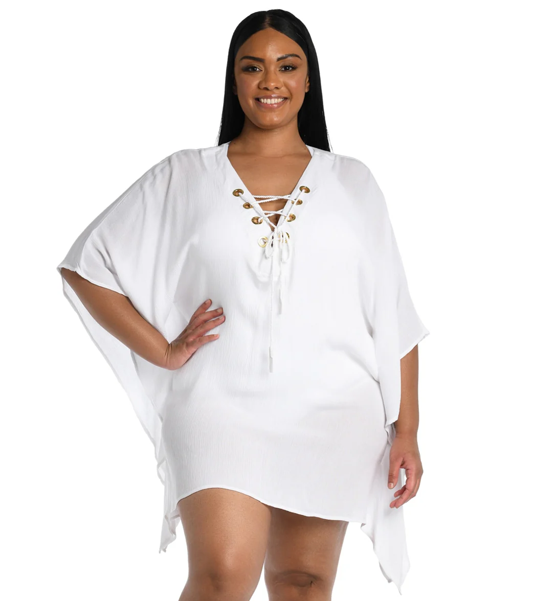 La Blanca Women's Plus Size Capri Lace Up Caftan