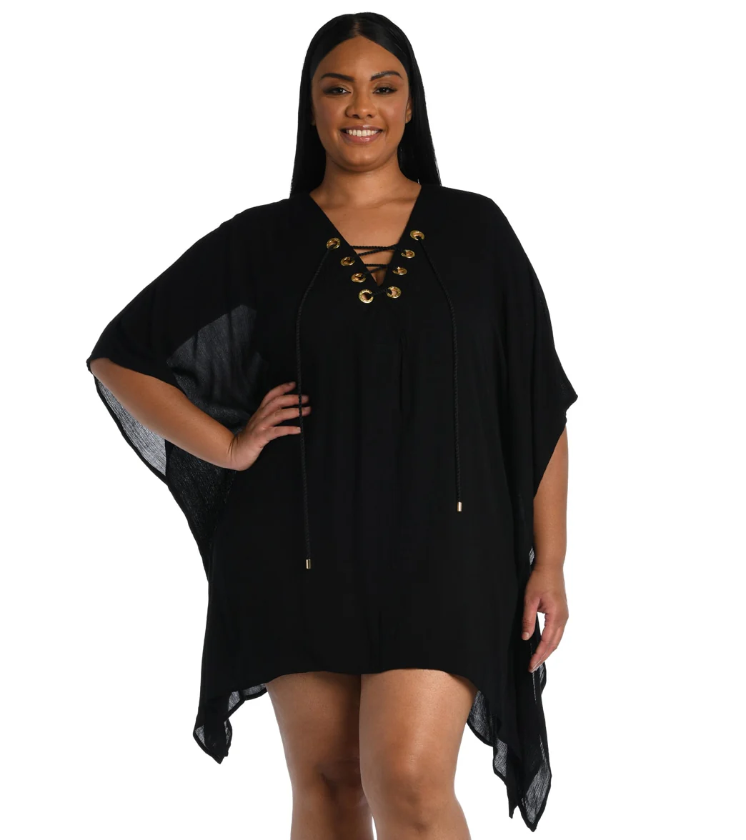 La Blanca Women's Plus Size Capri Lace Up Caftan - Image 8