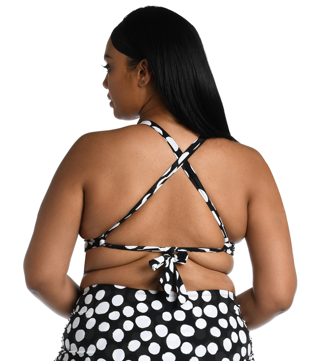 La Blanca Women's Plus Size Mod For Dot Keyhole Banded Bikini Top - Image 2