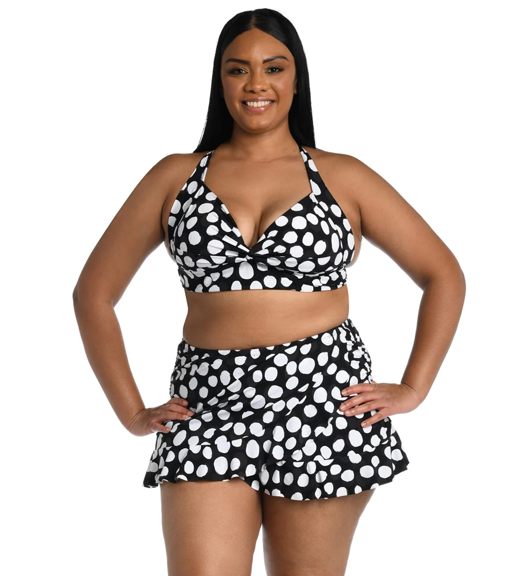 La Blanca Women's Plus Size Mod For Dot Keyhole Banded Bikini Top - Image 3