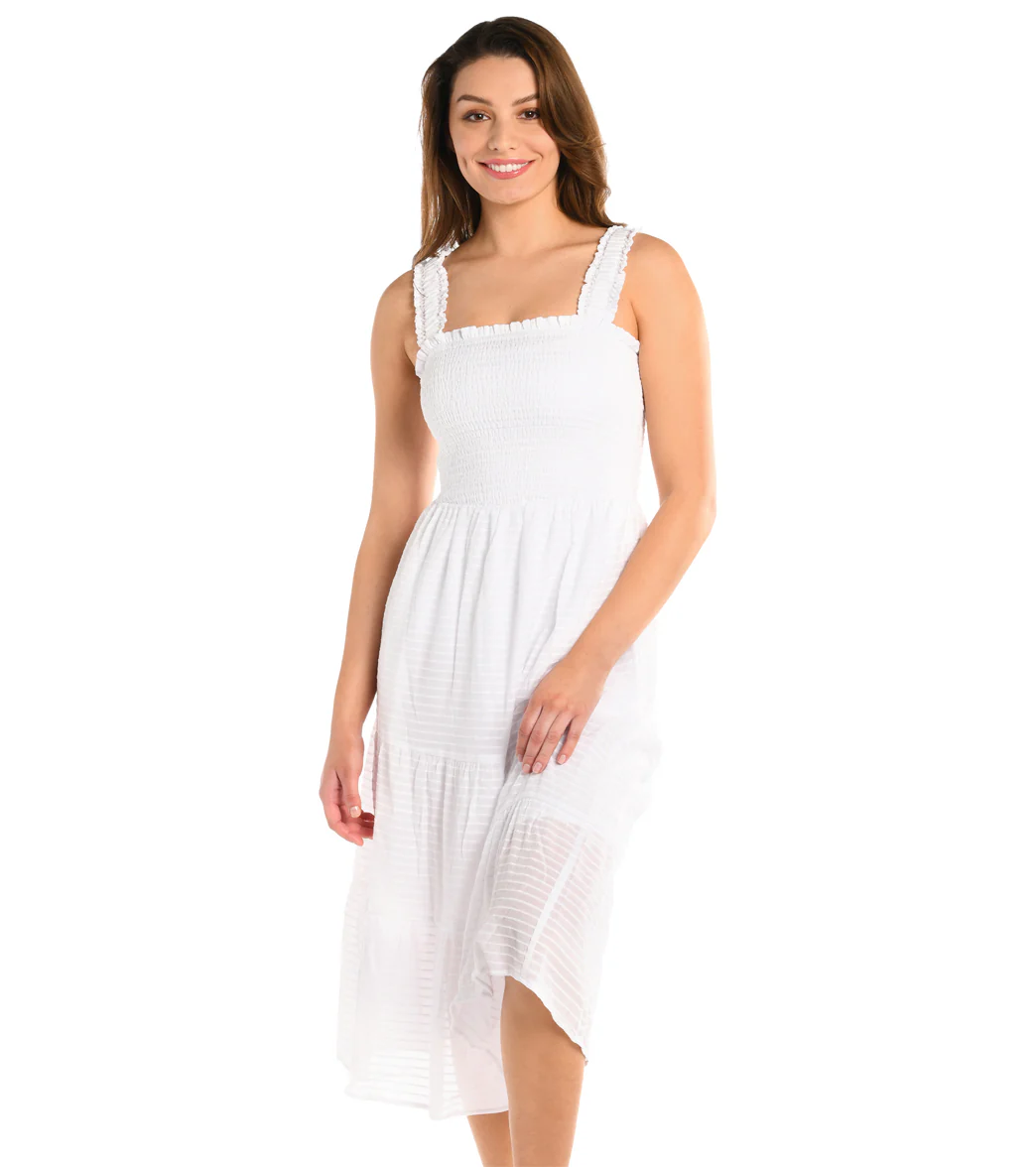 La Blanca Women's Shadow Stripe Smocked Midi Dress - Image 6