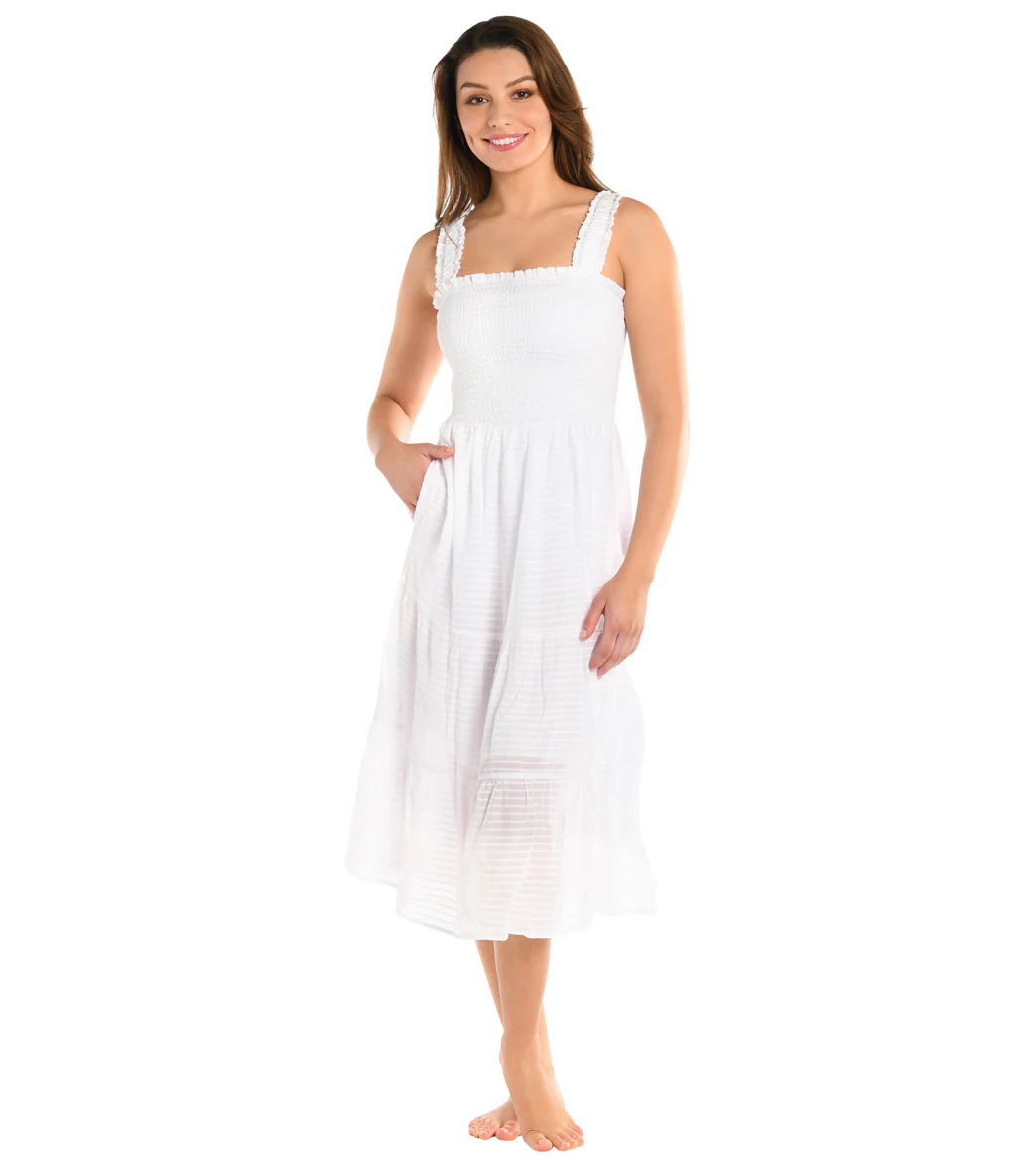 La Blanca Women's Shadow Stripe Smocked Midi Dress - Image 8