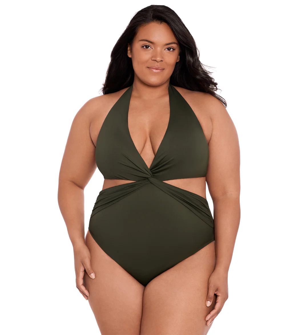 Lauren Ralph Lauren Plus Size Cut Out Halter One Piece Swimsuit - Image 6