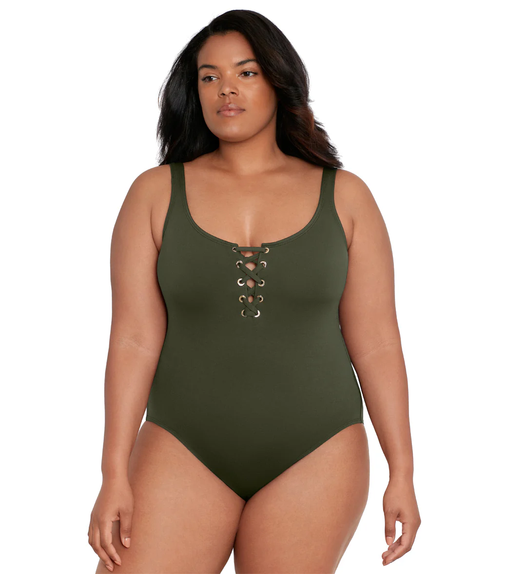 Lauren Ralph Lauren Plus Size Lace Tank One Piece Swimsuit - Image 6