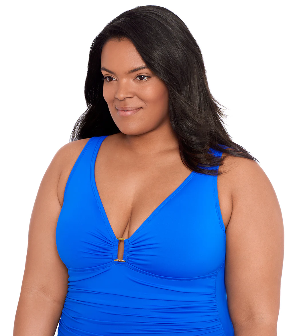 Lauren Ralph Lauren Plus Size Ring Over The Shoulder One Piece Swimsuit - Image 4
