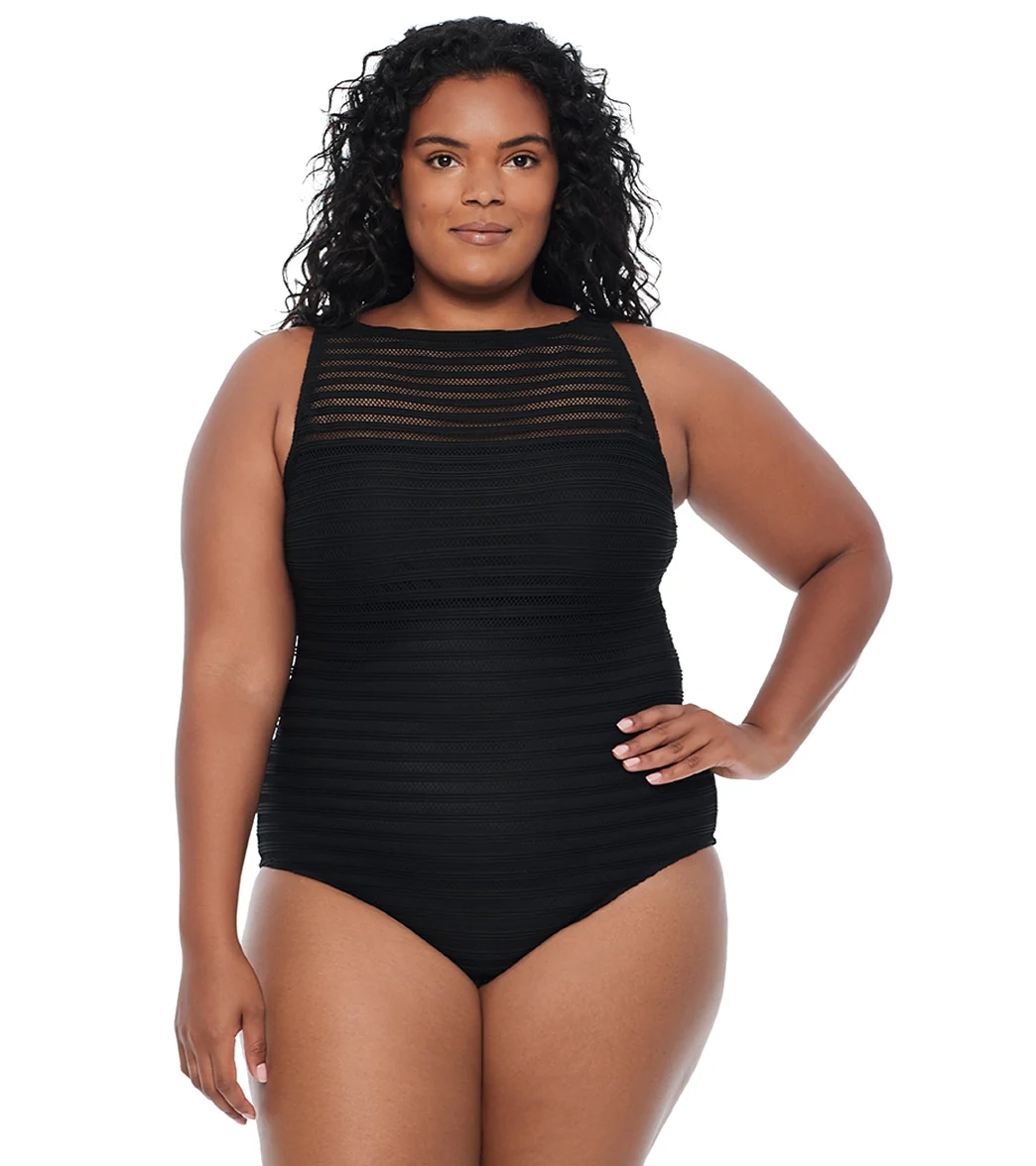 Lauren Ralph Lauren Women's Plus Size Ottoman Boatneck One Piece Swimsuit - Image 6