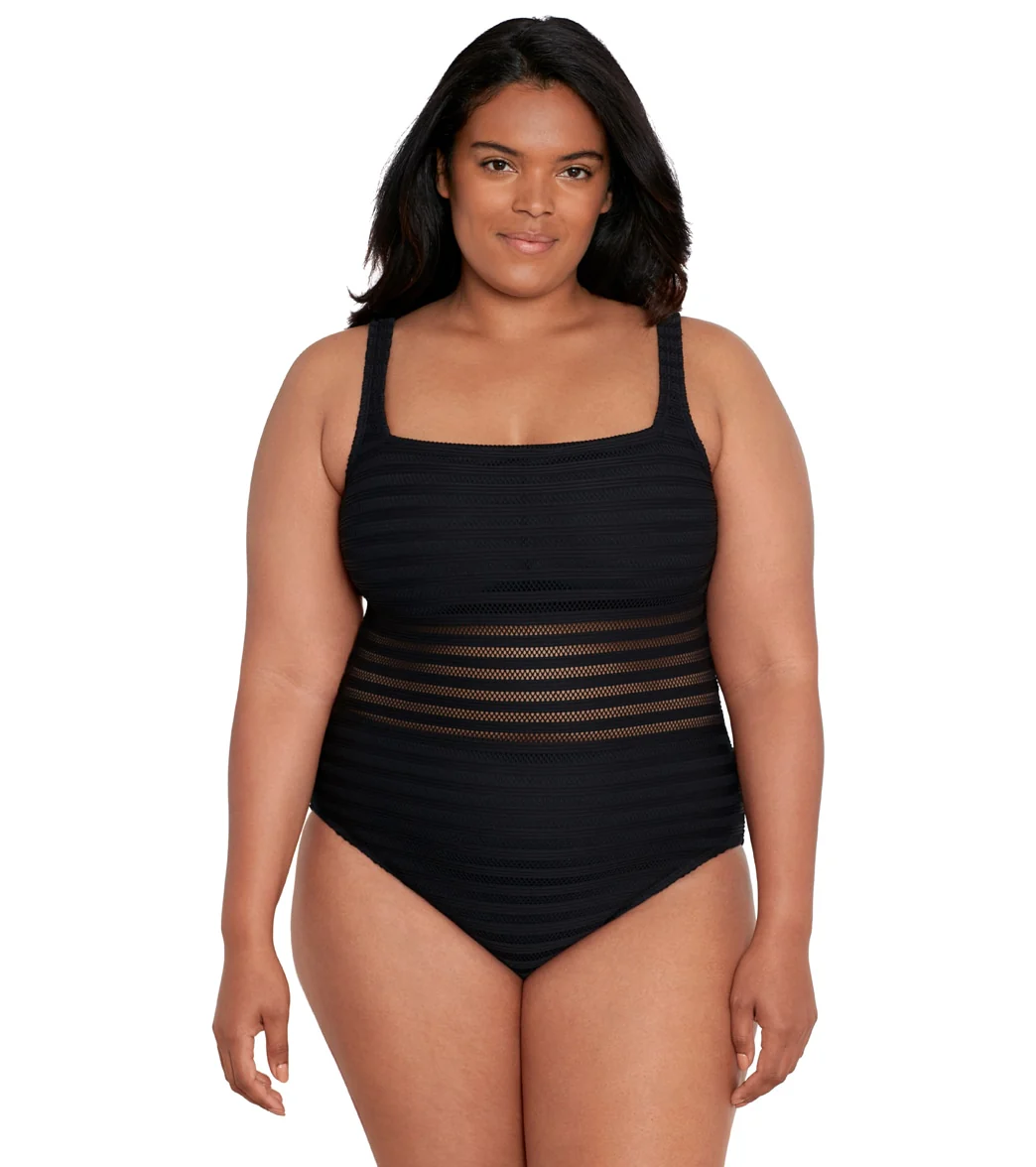 Lauren Ralph Lauren Women's Plus Size Square Neck Over The Shoulder One Piece Swimsuit - Image 6