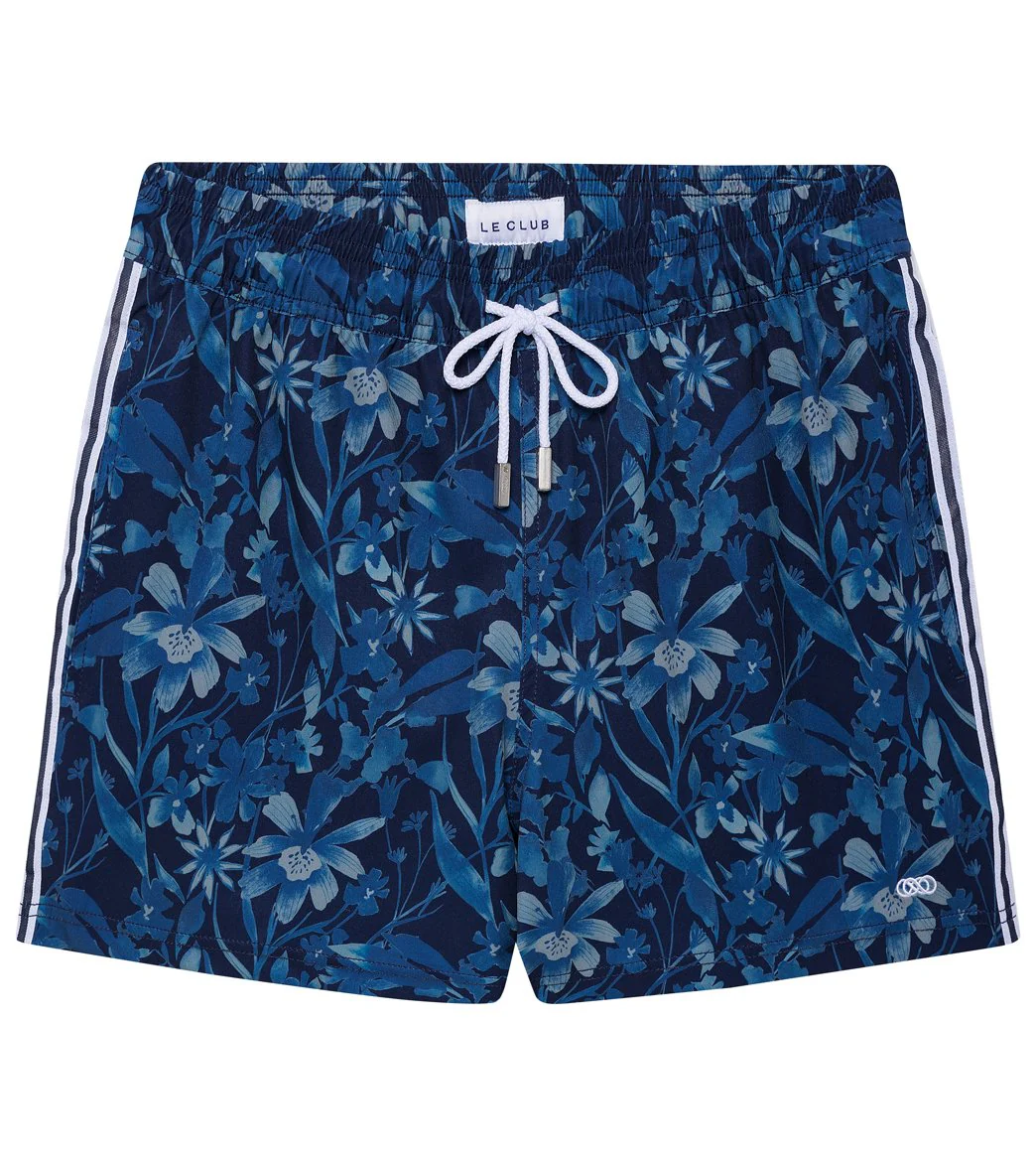 LE CLUB Men's Indigo Short Stretch Swim Trunks