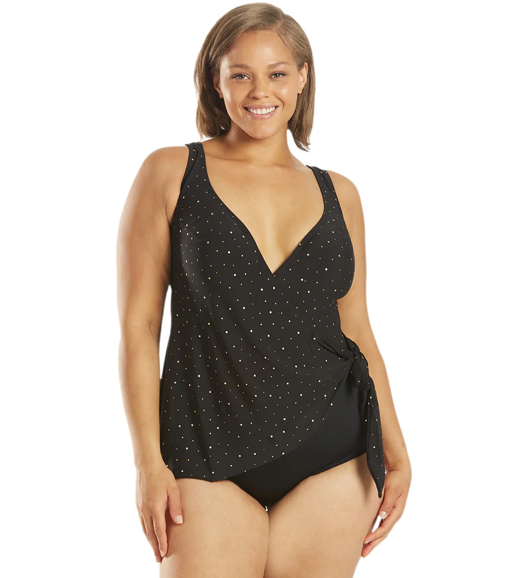 Longitude Plus Size Twinkle Twinkle Wrap Surplice One Piece Swimsuit - Image 8