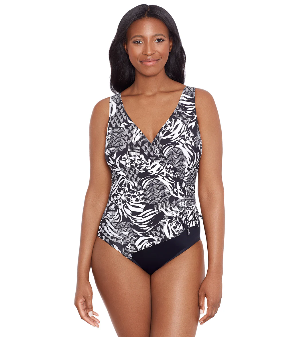Longitude Women's Azteca Ruffle Surplice Long Torso One Piece Swimsuit - Image 8
