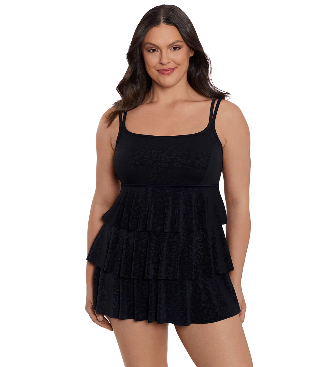 Longitude Women's Boss Lady Triple Tier Swim Dress