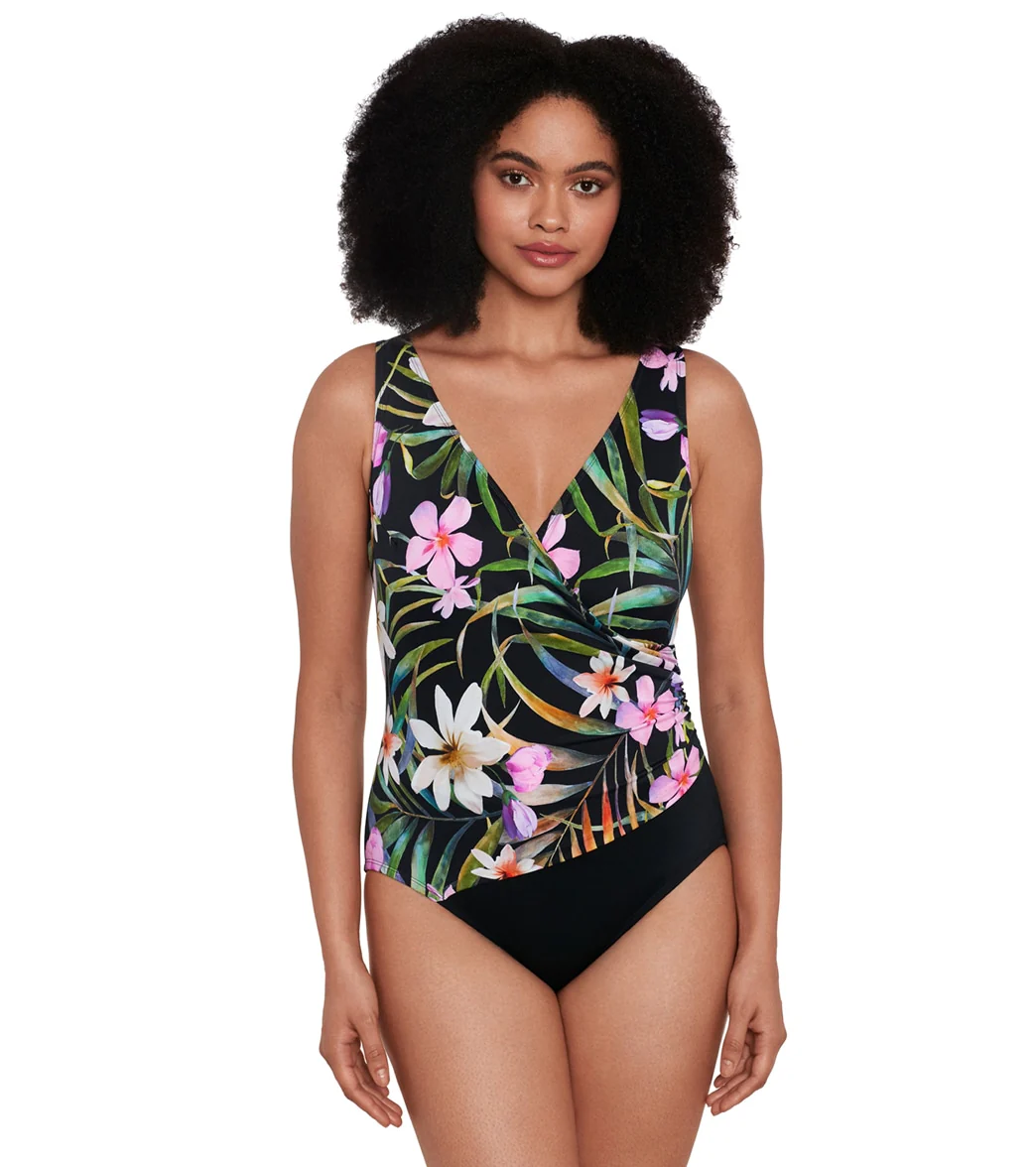 Longitude Women's Elysian Fields Side Shirred Surplice Long Torso One Piece Swimsuit - Image 5