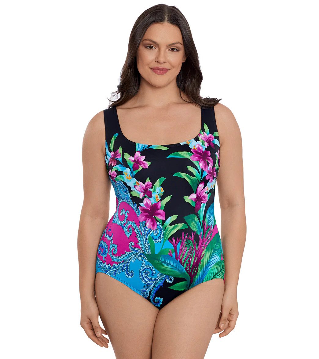 Longitude Women's Hidden Wild Panel Scoopneck Tankv One Piece Swimsuit - Image 8
