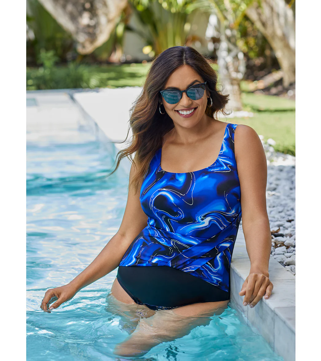 Longitude Women's Infinite Shine Twist Pull Sash Tank Long Torso One Piece Swimsuit - Image 5