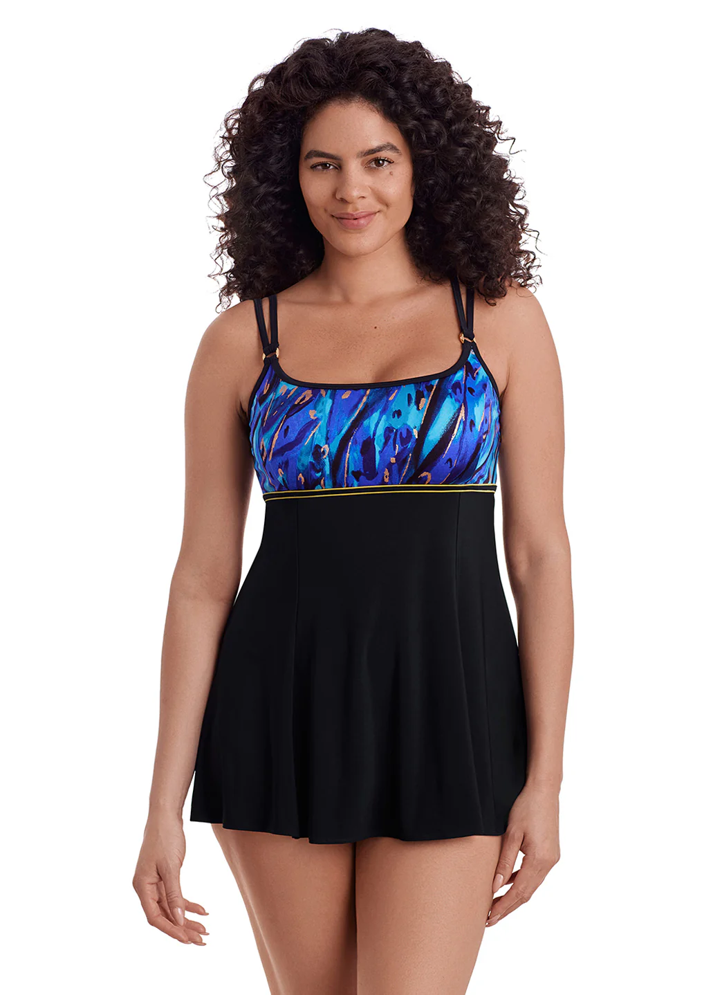 Longitude Women's Long Torso Gilded Panthera Empire Princess Seam Swim Dress - Image 2