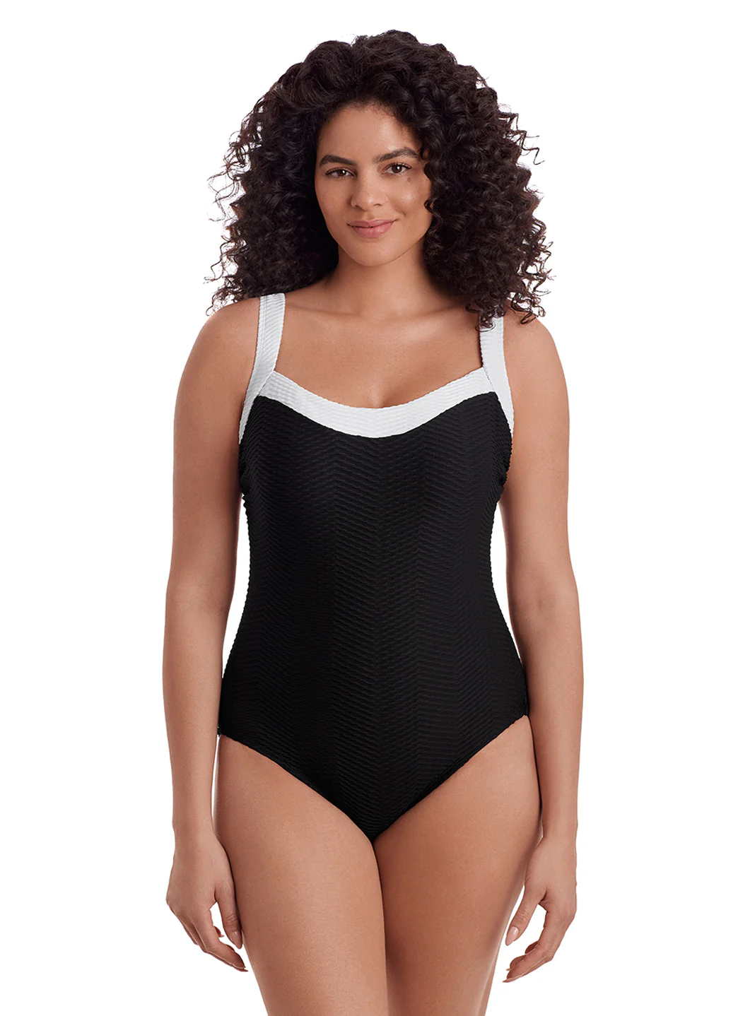 Longitude Women's Long Torso Texture Luxe Sweetheart Tank One Piece Swimsuit - Image 2