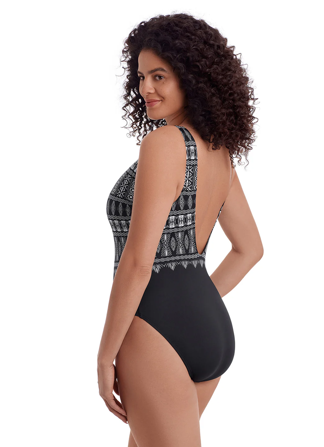 Longitude Women's Long Torso Tribal Nights Scoopback High Neck One Piece Swimsuit - Image 4