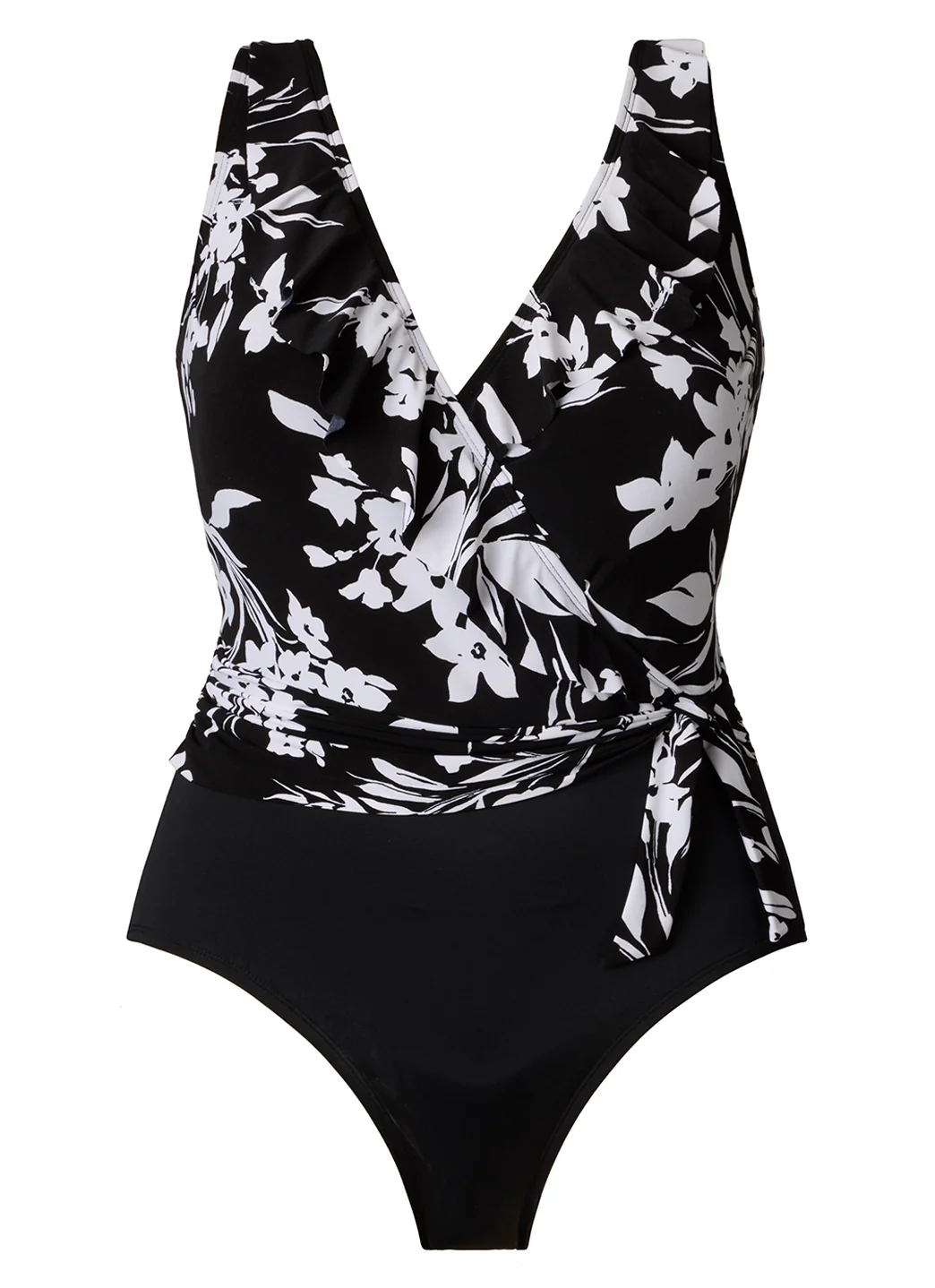 Longitude Women's Long Torso Vineyard Vacay Ruffle Front Sash One Piece Swimsuit - Image 6